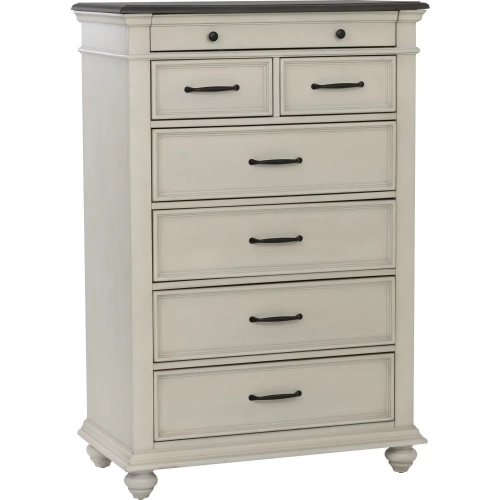 Ellington Chest in Antique White & Brown Wood
