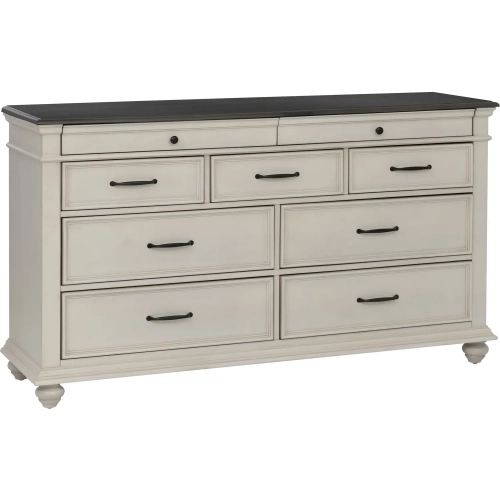 Ellington Dresser in Antique White & Brown Wood