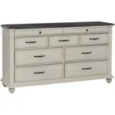 Ellington Dresser in Antique White & Brown Wood