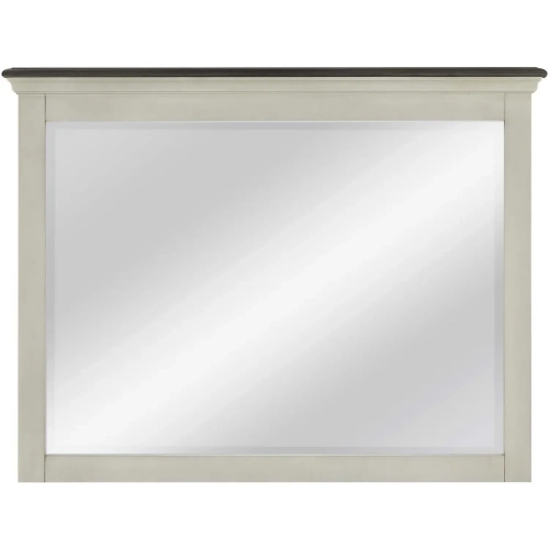 Ellington Mirror in Antique White & Brown Wood