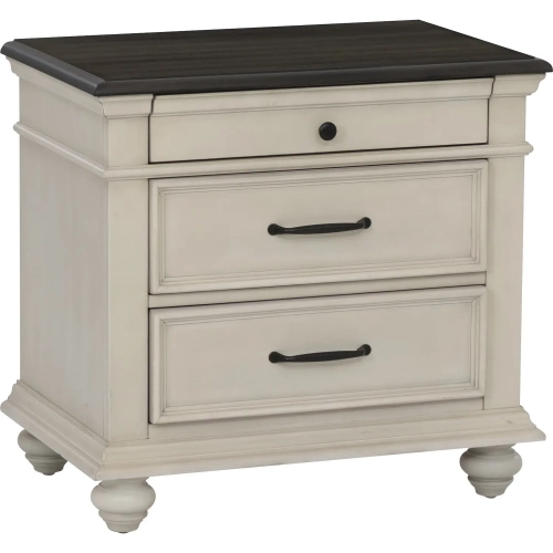 Ellington Nightstand in Antique White & Brown Wood