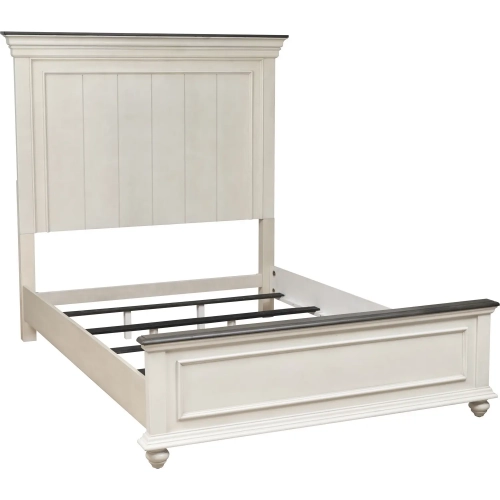 Ellington Queen Bed in Antique White & Brown Wood