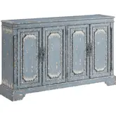 Judith 4 Door Credenza in Distressed Slate Blue Wood