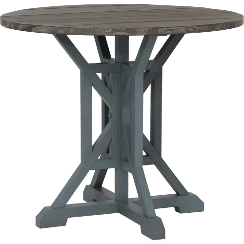 Belsey 42" Round Counter Dining Table in Blue & Brown Wood