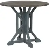 Belsey 42" Round Counter Dining Table in Blue & Brown Wood