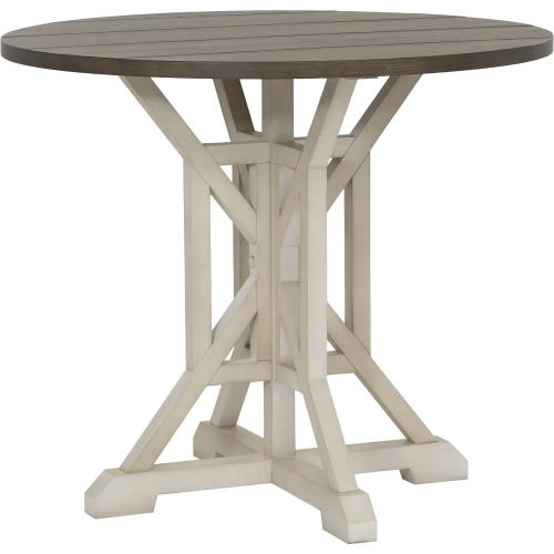 Belsey 42" Round Counter Dining Table in Cream & Brown Wood