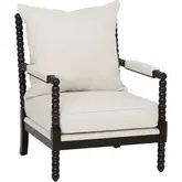 McDonough Accent Chair in Black Wood & Cream Fabric
