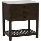 Fiskin One Drawer Sink Vanity in Brown Wood & White Quartz
