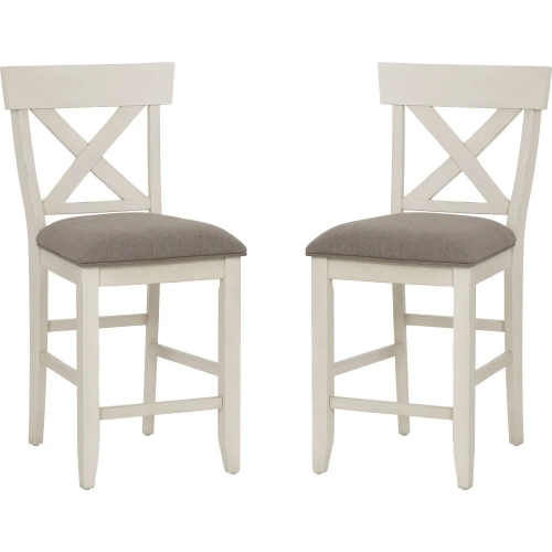 Belsey Counter Stool Cream Wood & Wheat Fabric (Set of 2)