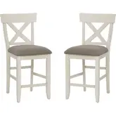Belsey Counter Stool Cream Wood & Wheat Fabric (Set of 2)