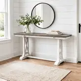 Belsey Flip Top Console Table in Cream & Brown Wood