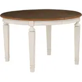 Welliver 48" Round to 66" Oval Dining Table in Antique White & Brown Wood