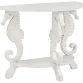 Triton Seahorse Demilune Console Table in Distressed White Wood