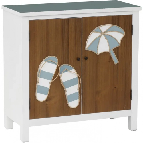 Maren 2 Door Cabinet in White, Wood & Blue