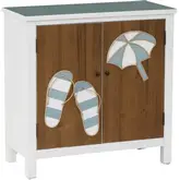 Maren 2 Door Cabinet in White, Wood & Blue