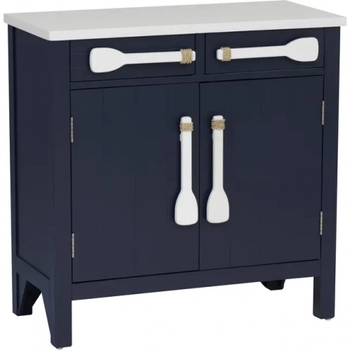 Coralie 2 Door Paddle Cabinet in Navy Blue & White Wood
