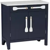 Coralie 2 Door Paddle Cabinet in Navy Blue & White Wood