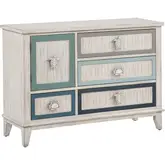 Honu 42" 5 Drawer Cabinet in in Weathered White & Multicolor Wood