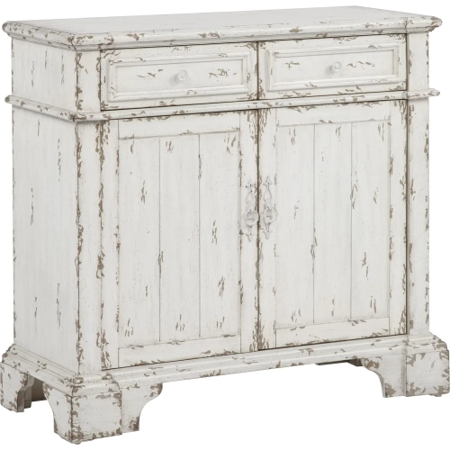 Adelaide 38" 2 Door 2 Drawer Cabinet in Distressed Antique White Wood