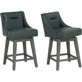 Bastille 26" Swivel Counter Stool in Green Vegan Leather & Grey Wood