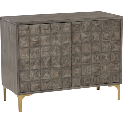 Milo 41" 2 Door Cabinet in Textured Distressed Grey & Gold