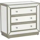 Yarkin 36" Mirrored 3 Drawer Chest in Muted Gold & Mirror
