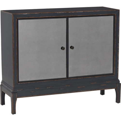 Braxton 46" 2 Door Bar Cabinet in Distressed Navy Blue & Light Gray Wood