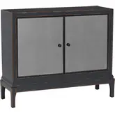 Braxton 46" 2 Door Bar Cabinet in Distressed Navy Blue & Light Gray Wood