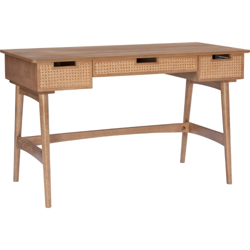 Ryker Desk in Natural Finish Wood & Rattan