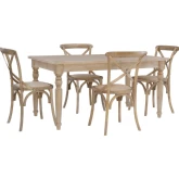 Avalon 5 Piece Dining Set in Natural Grey Finish Wood & Rattan