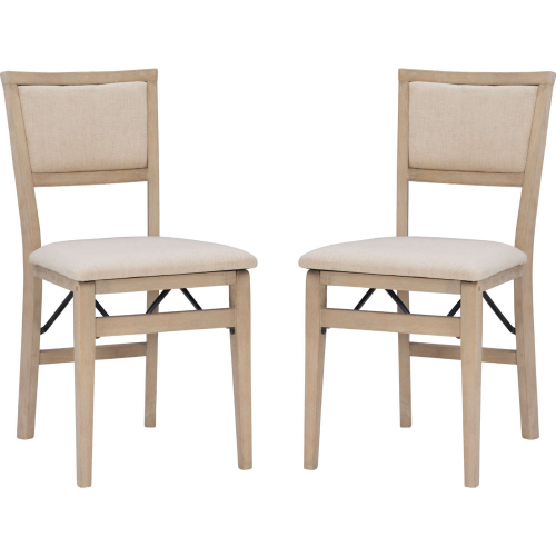 Keira Folding Dining Chair in Grey Wash & Cream Fabric (Set of 2)