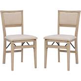 Keira Folding Dining Chair in Grey Wash & Cream Fabric (Set of 2)