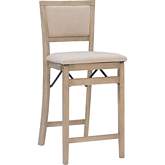 Keira Folding Counter Stool in Grey Wash & Cream Fabric