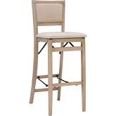 Keira Folding Bar Stool in Grey Wash & Cream Fabric