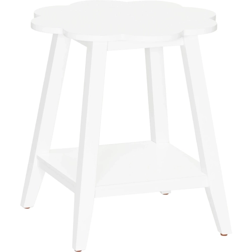 Natalia Flower Side Table in White Wood