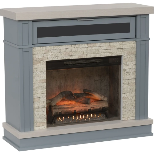 Ephersyn Electric Fireplace in Blue Wood & Cream Poly