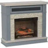 Ephersyn Electric Fireplace in Blue Wood & Cream Poly