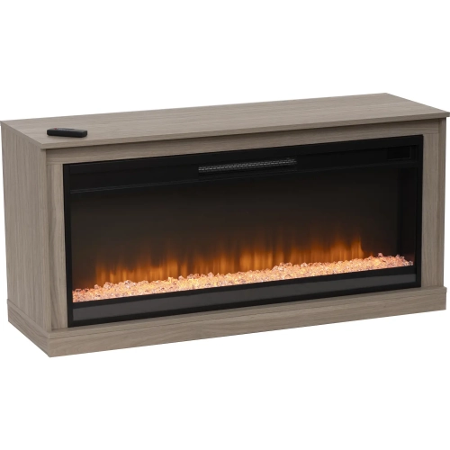 Xander Electric Fireplace in Blonde Walnut Finish Wood & Glass
