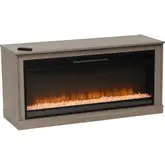 Xander Electric Fireplace in Blonde Walnut Finish Wood & Glass