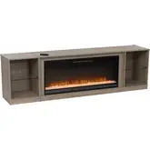 Xander 3 Piece Electric Fireplace Set in Blonde Walnut Finish Wood & Glass