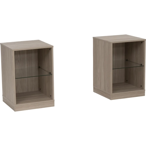 Xander Side Cabinet in Blonde Walnut Finish Wood & Glass (Set of 2)