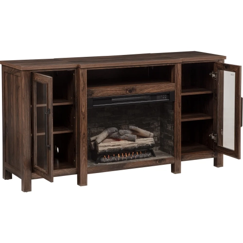 Darcel Electric Fireplace in Walnut Brown Finish Wood
