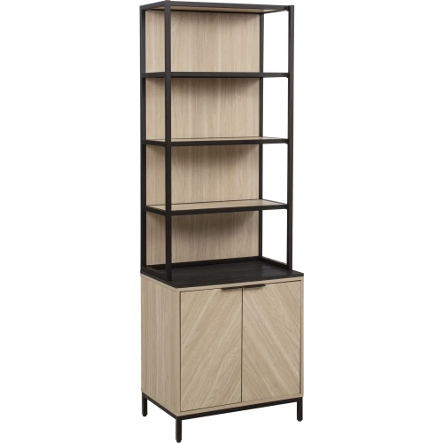 Alver Bookcase in Blonde Faux Wood & Black Metal