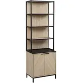 Alver Bookcase in Blonde Faux Wood & Black Metal