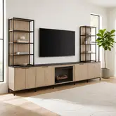 Alver 5 Piece Fireplace Entertainment Unit in Faux Wood & Black Metal