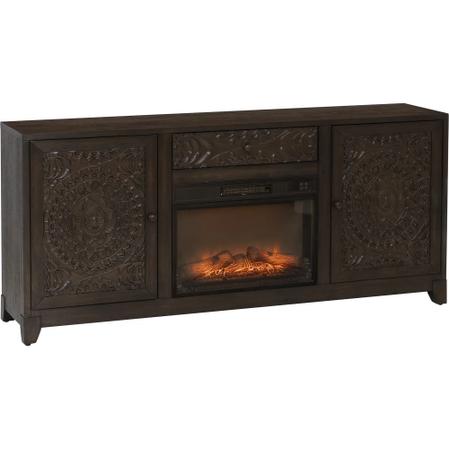 Gemma Mandala Electric Fireplace in Dark Brown Wood