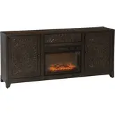 Gemma Mandala Electric Fireplace in Dark Brown Wood