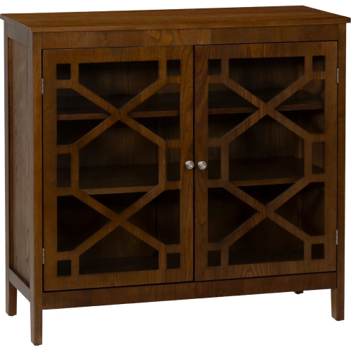Fetti 38" Cabinet in Brown & Tempered Glass