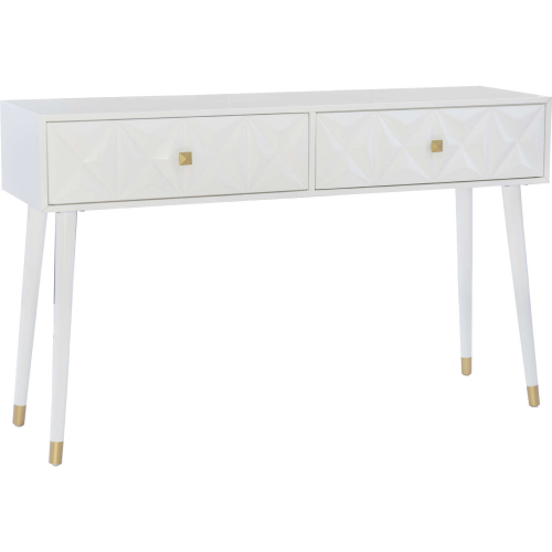 Geo Console Table in White Finish Wood