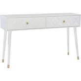 Geo Console Table in White Finish Wood